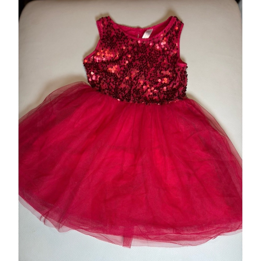 Girls size small (6/6X) Cherokee red sequin tulle dress. EUC.